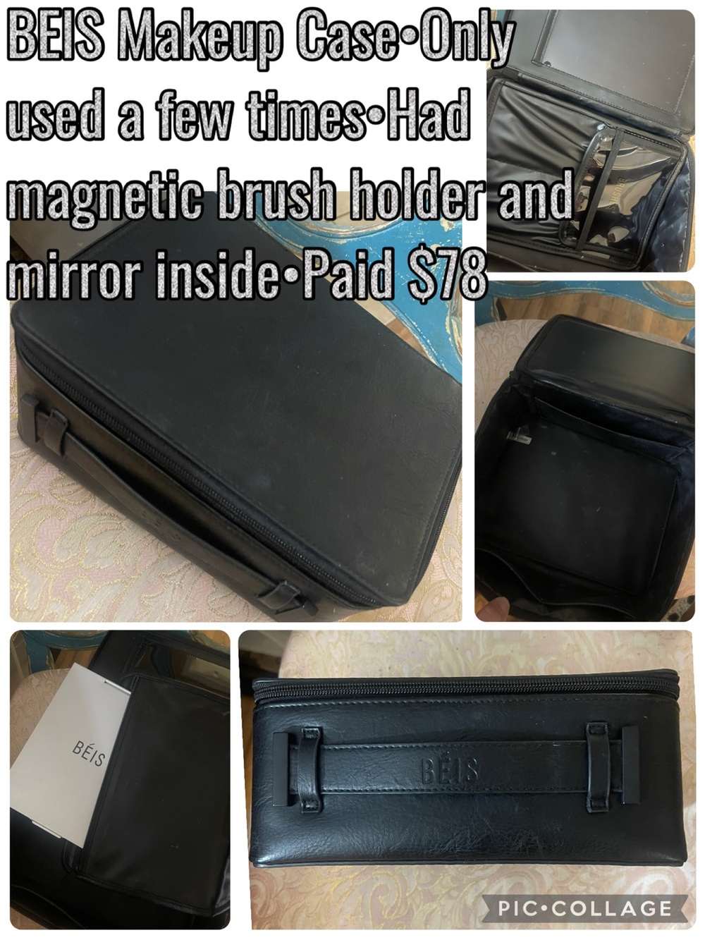 BEIS Black Makeup Case Cosmetic Organizer